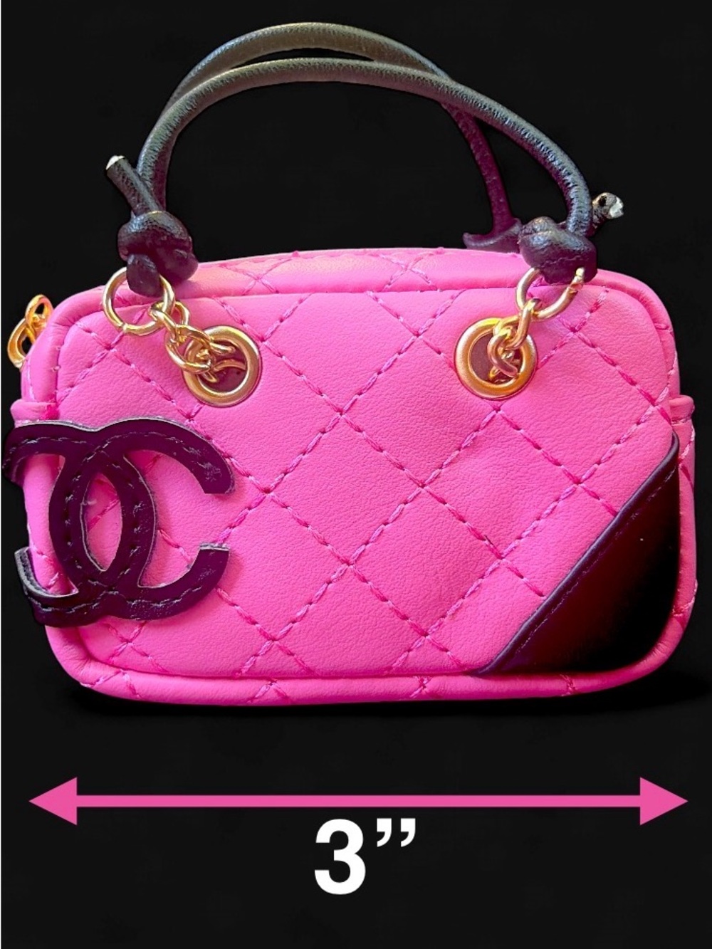 👛 🔑 PINK/Black CC mini handbag bag charm 🪙 pouch & storage 🔑 keychain